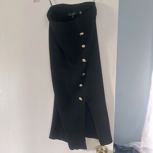 Ted Baker fitted gold button front /pull on skirt Sz 8/10